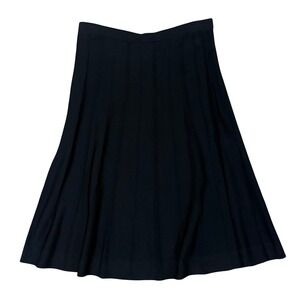 Ming Wang Black Knit Midi Skirt Pleated A Line Elastic Waist XL